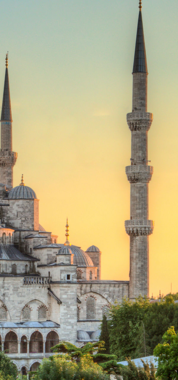 Historic Blue Mosque at sunset in Istanbul