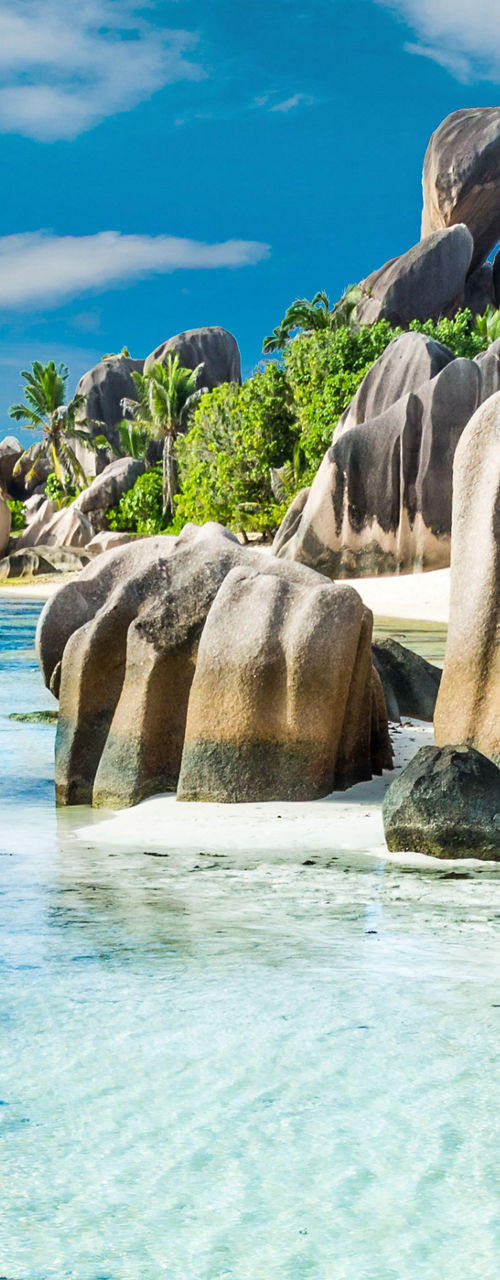 Tropical beach with granite rock formations