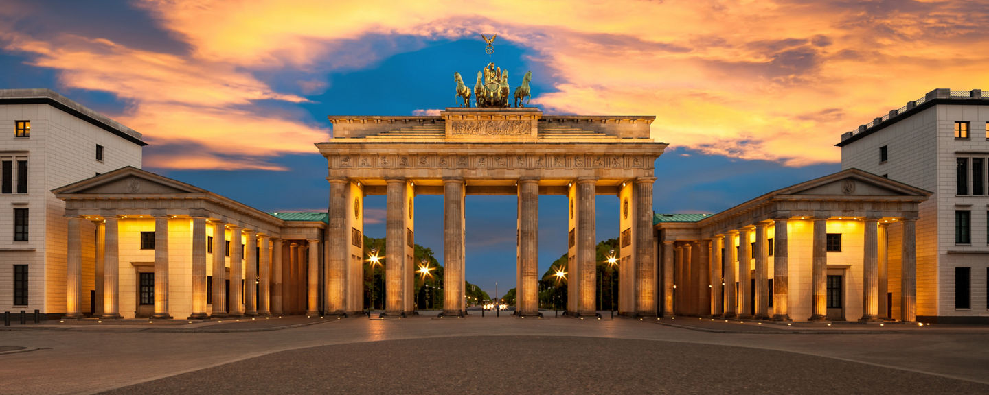 Brandenburg Gate at sunset in Berlin