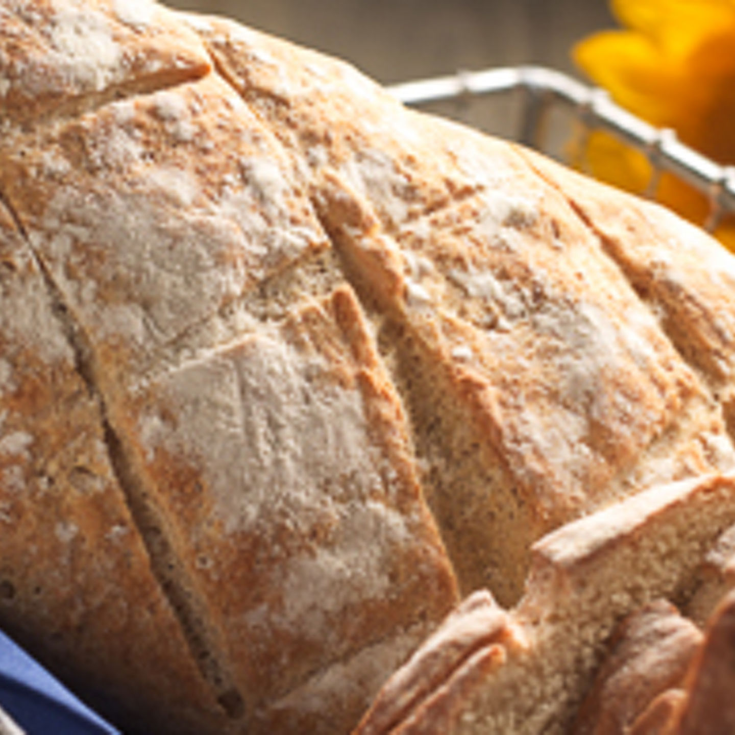 Freshly baked artisan bread in basket