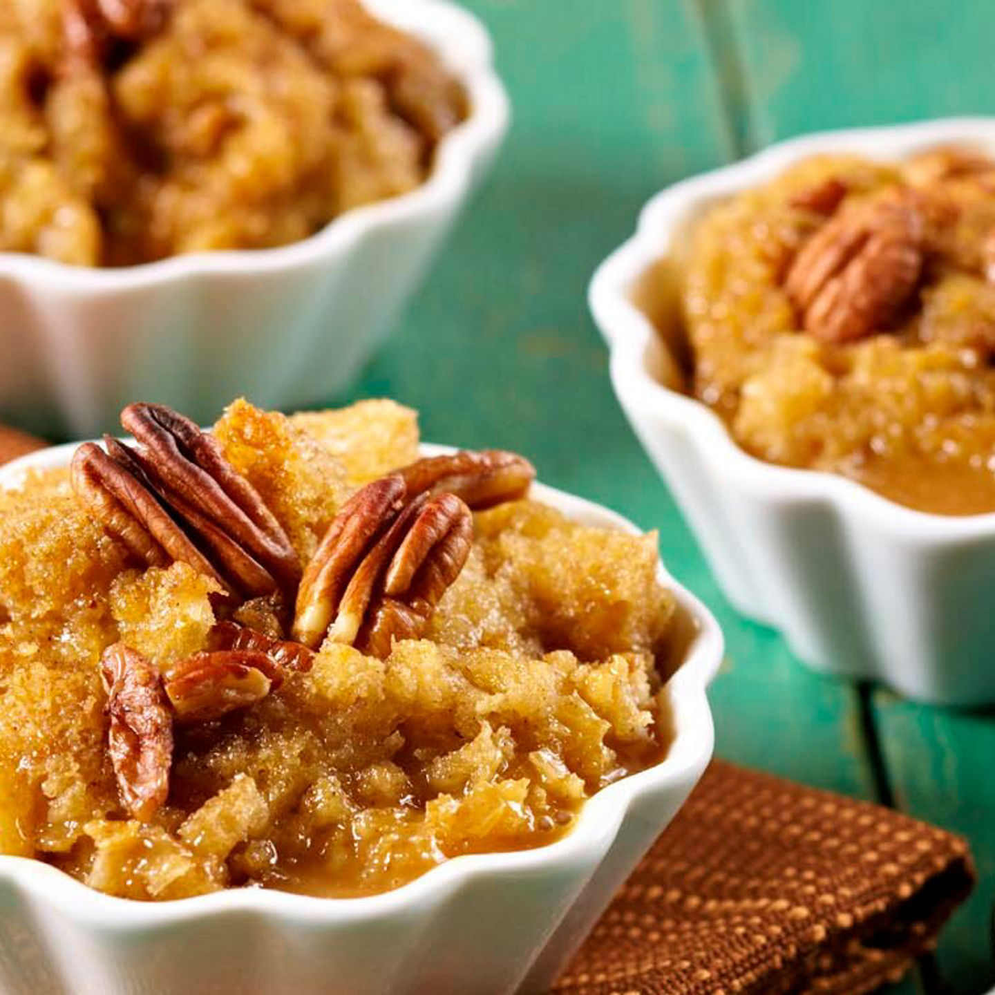 Sweet dessert bowls with pecans