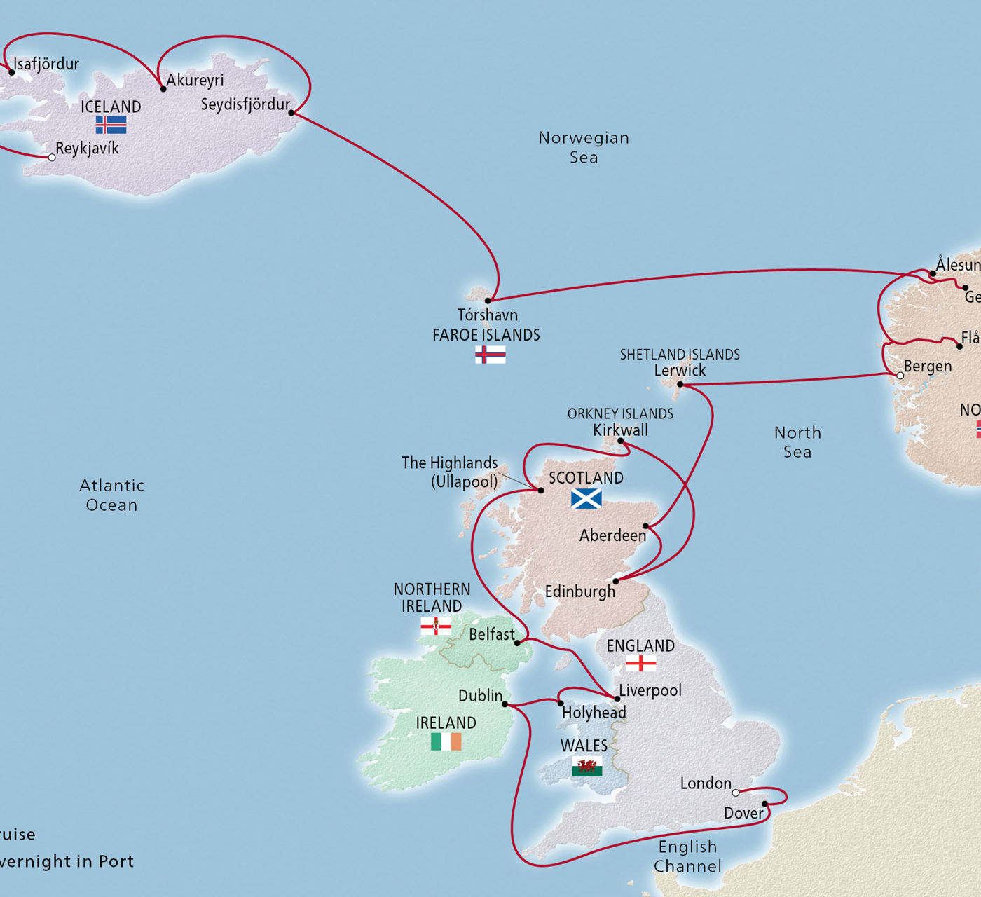Map of British Isles & Iceland Explorer itinerary