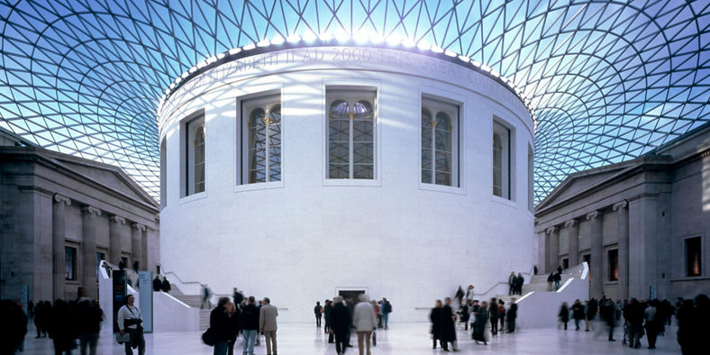 British Museum interior with glass roof