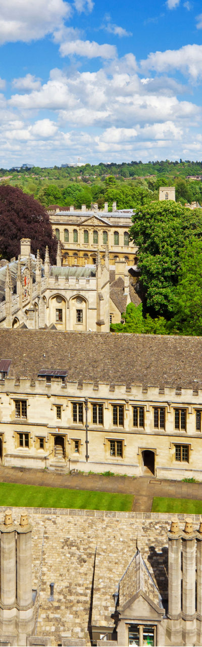 Aerial view of Oxford University architecture