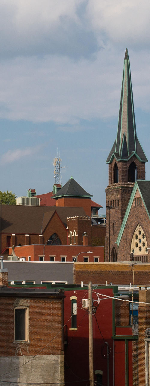 Historic cityscape with church steeples