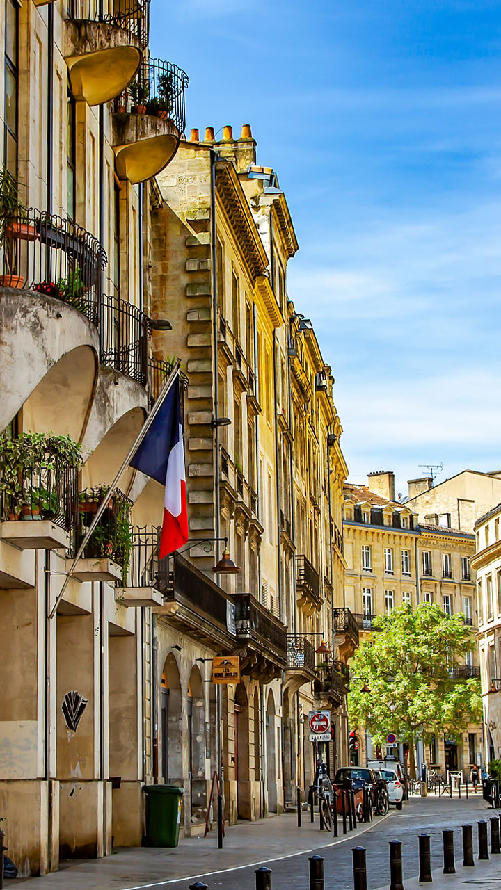 Charming French street with historic buildings