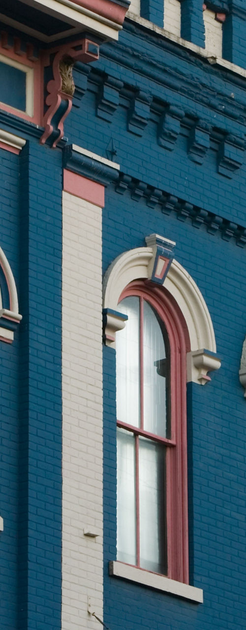 Colorful historic building facades in urban setting