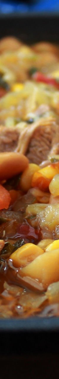 Hearty Vegetable and Beef Stew in Cast Iron Pot