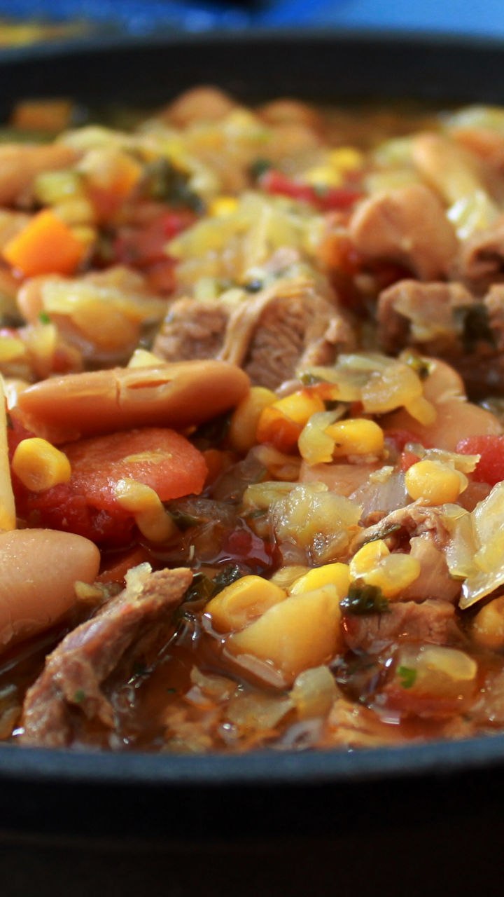 Hearty Vegetable and Beef Stew in Cast Iron Pot