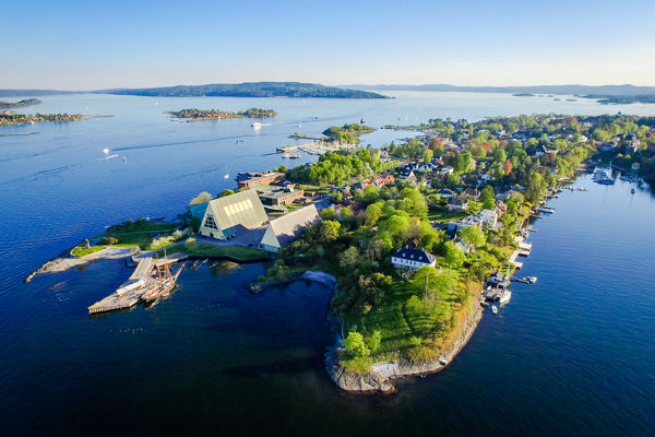 Scenic Aerial View of Coastal Island