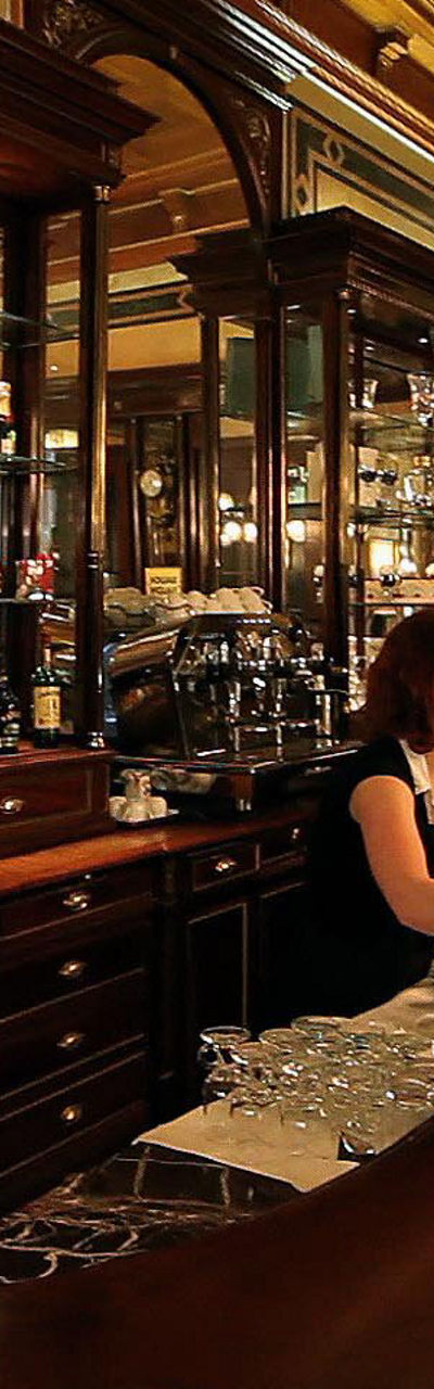 Elegant bar interior with patrons seated