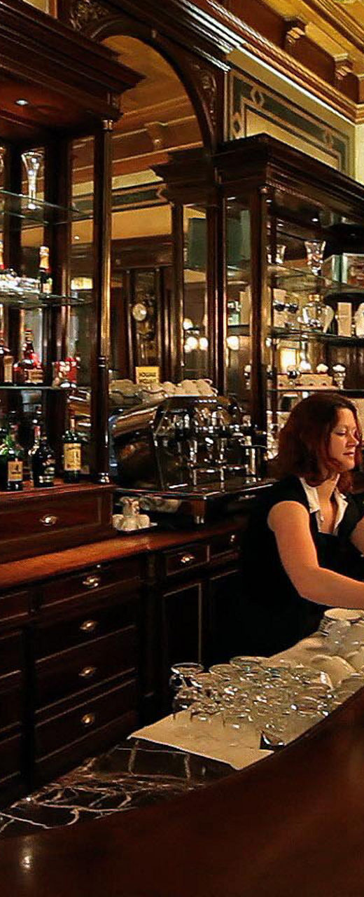 Elegant bar interior with patrons seated