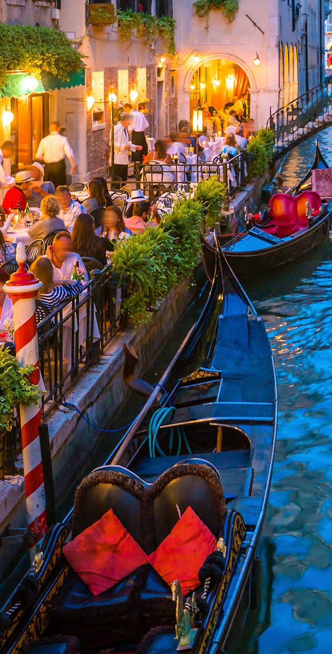 Evening dining along Venice canal