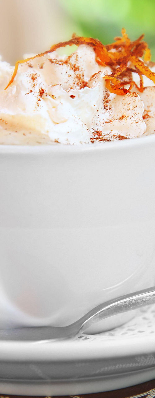Creamy cappuccino with caramel topping