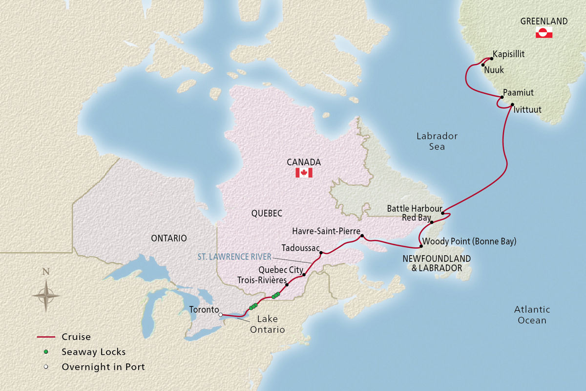 Canada & Greenland Explorer – route map