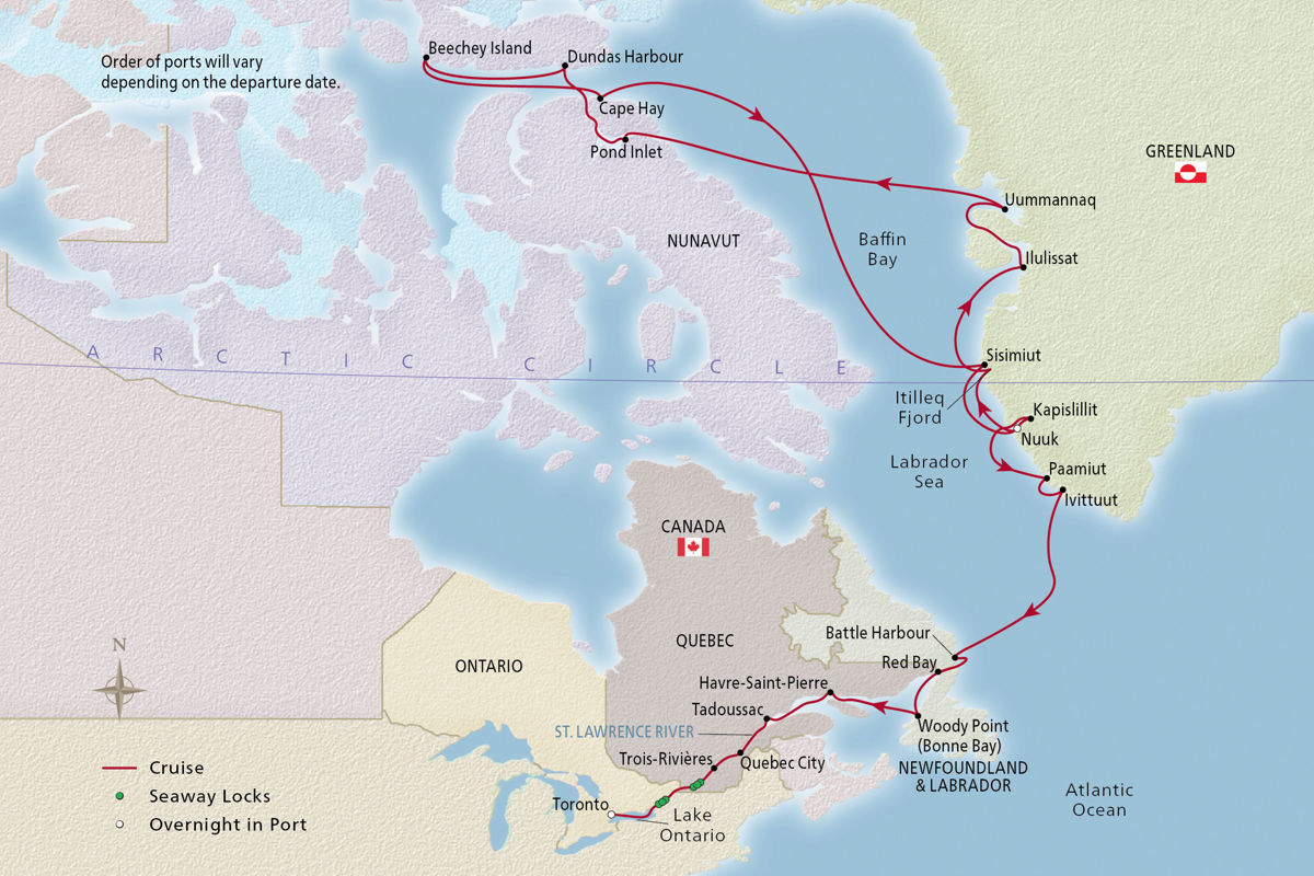 Canada & the Northwest Passage – route map