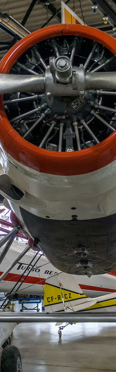 Vintage seaplane in aviation museum hangar
