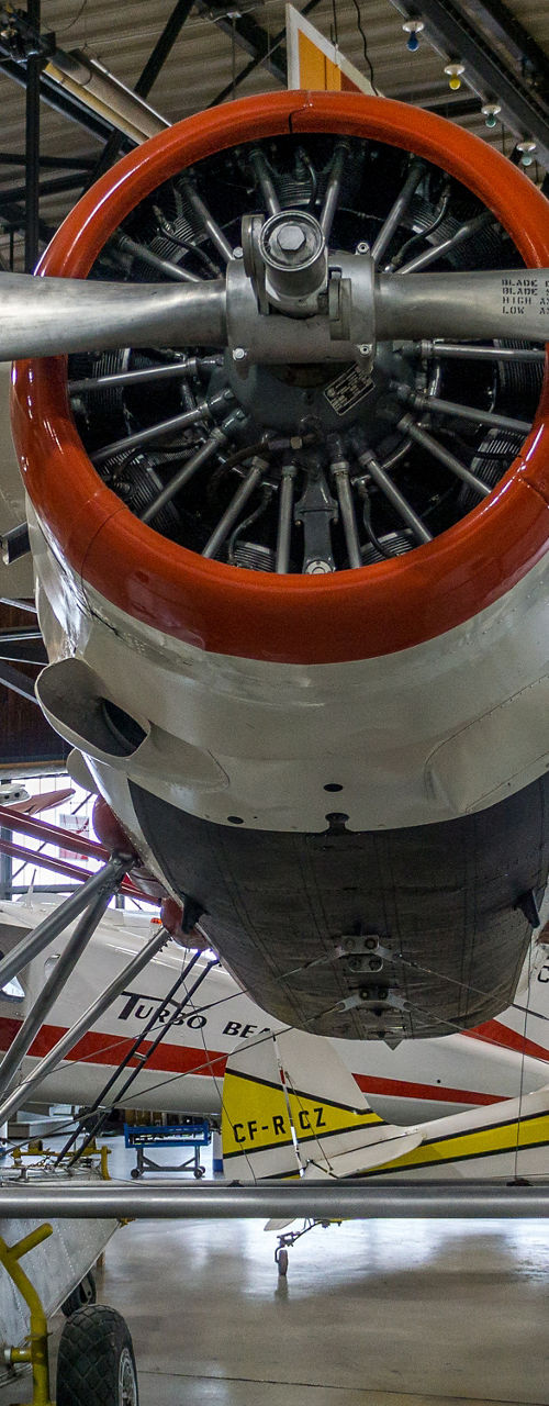 Vintage seaplane in aviation museum hangar