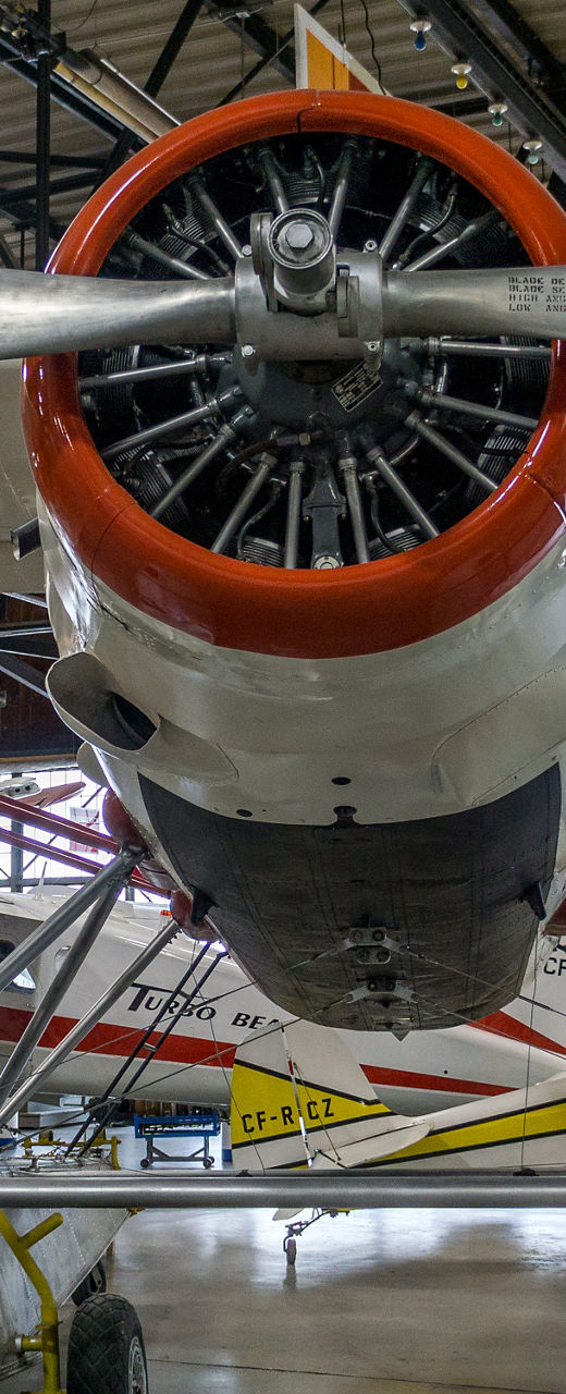 Vintage seaplane in aviation museum hangar
