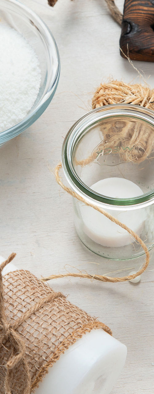 Candle Making Supplies on Rustic Table