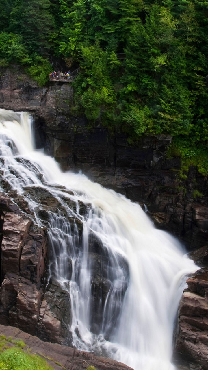 Majestic waterfall in lush forest setting