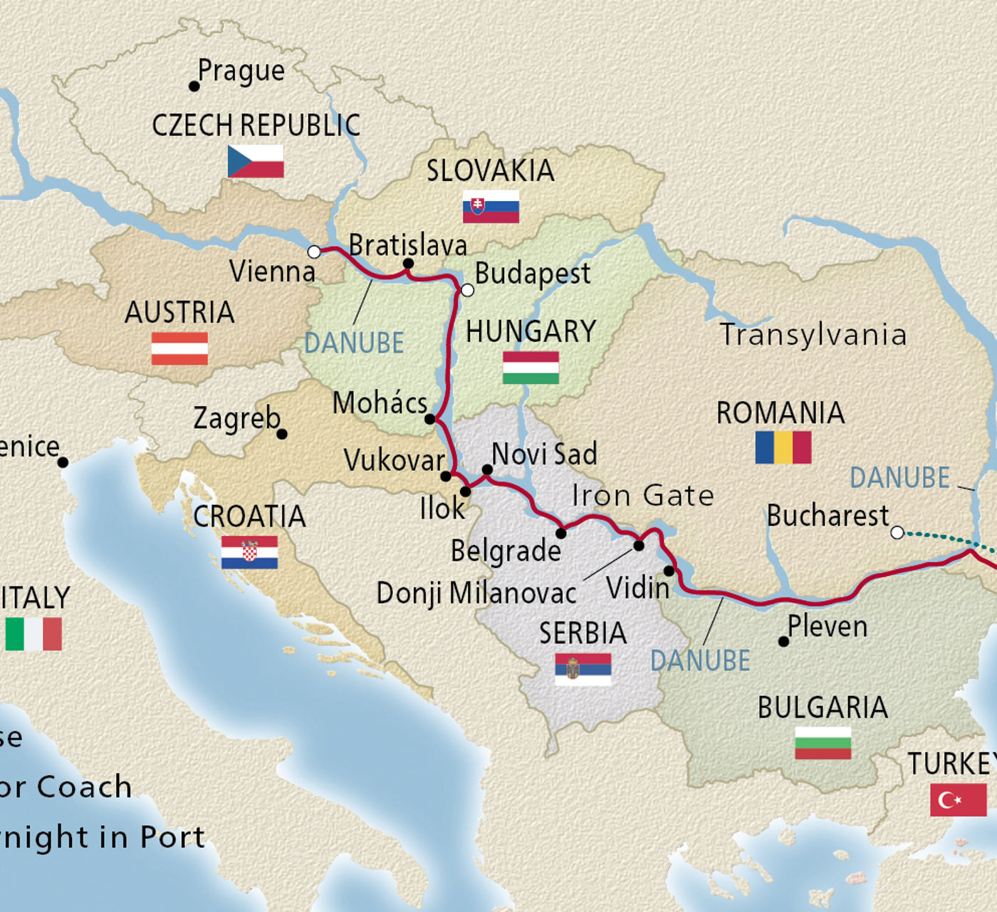 Map of Capitals of Eastern Europe itinerary