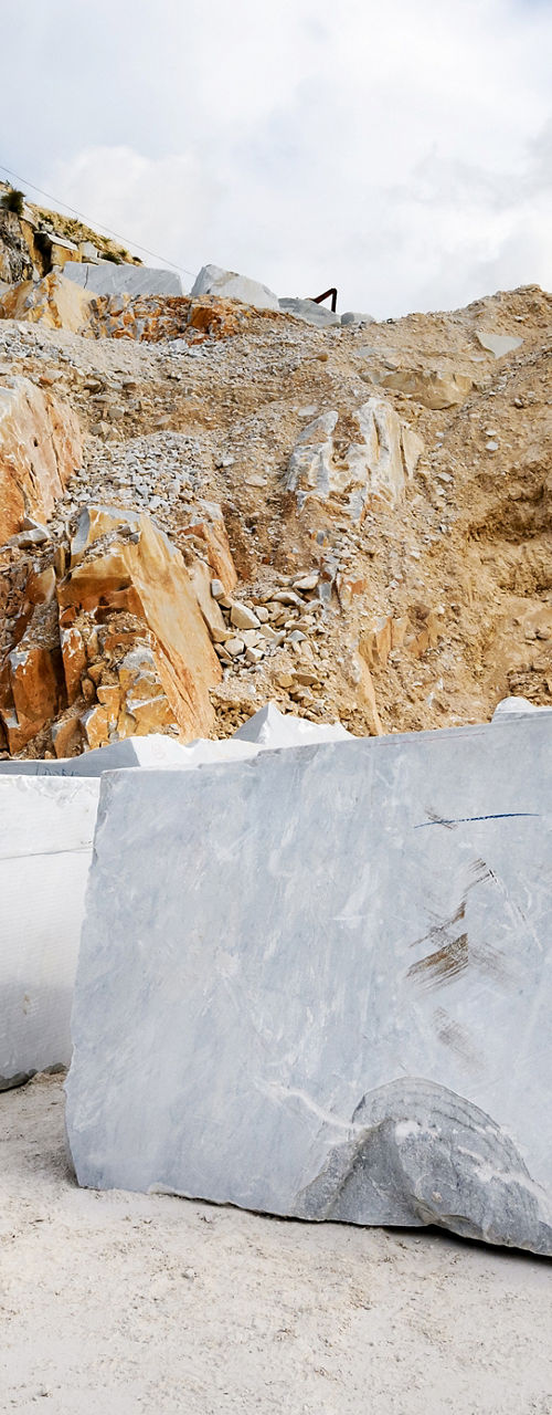 Large marble blocks in a quarry