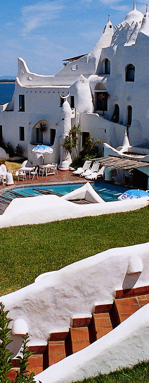 White coastal architecture overlooking ocean