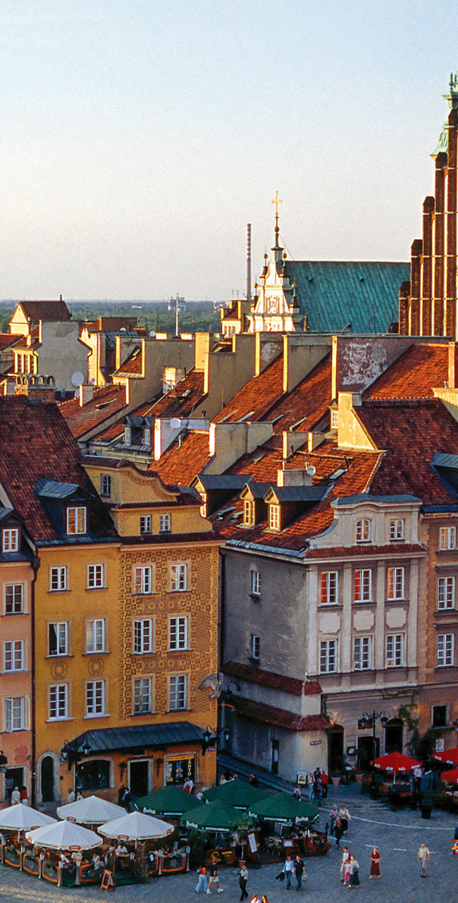 Colorful Old Town Square in Warsaw, Poland