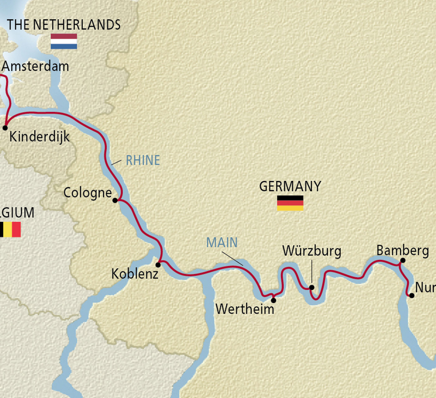 Map of Castles, Vineyards & Villages itinerary