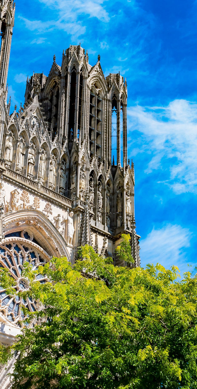 Historic cathedral under vibrant blue sky