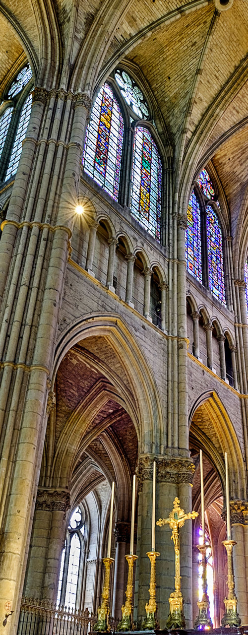 Majestic cathedral interior with stained glass
