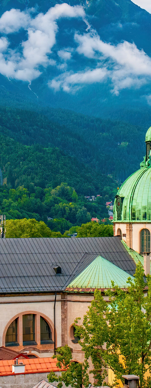 Scenic view of Innsbruck with Alps backdrop