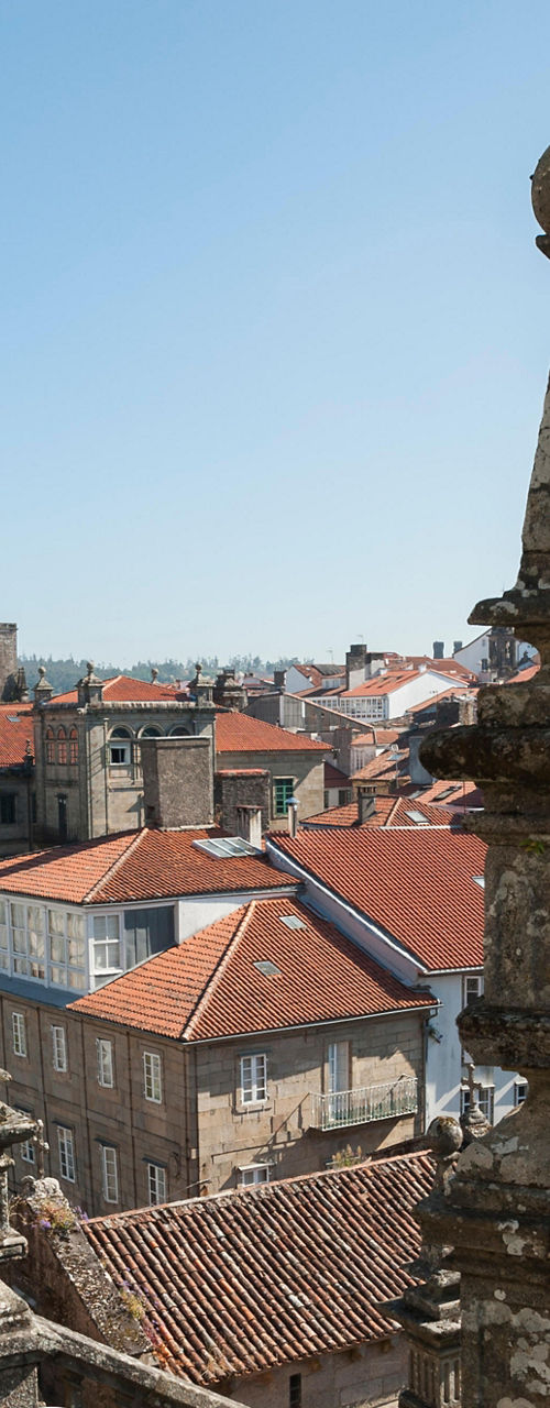 Historic rooftop view of Santiago de Compostela