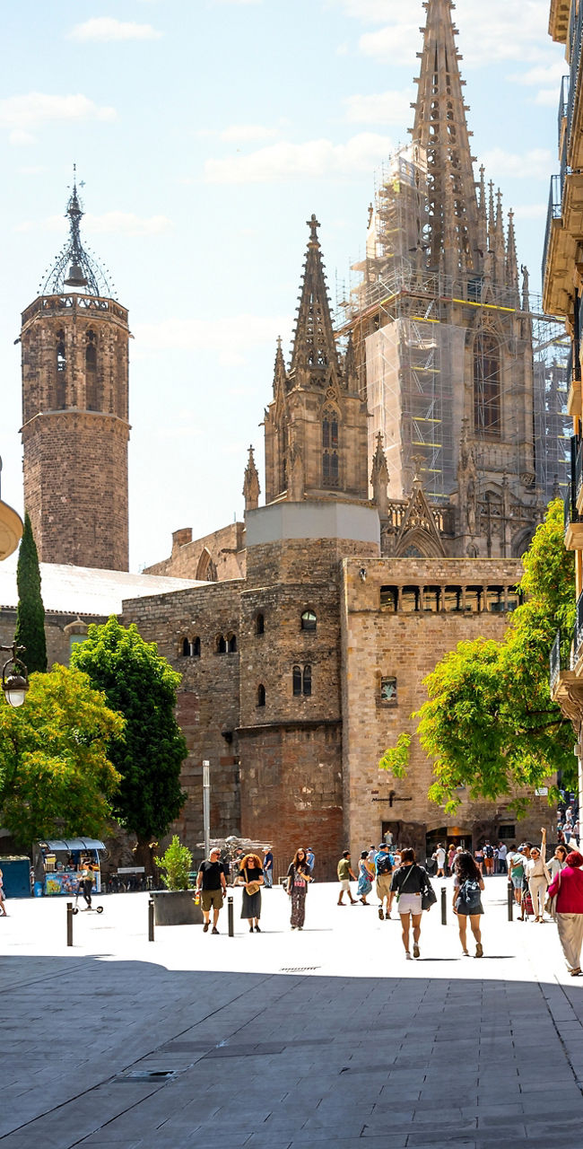 Historic street with cathedral view