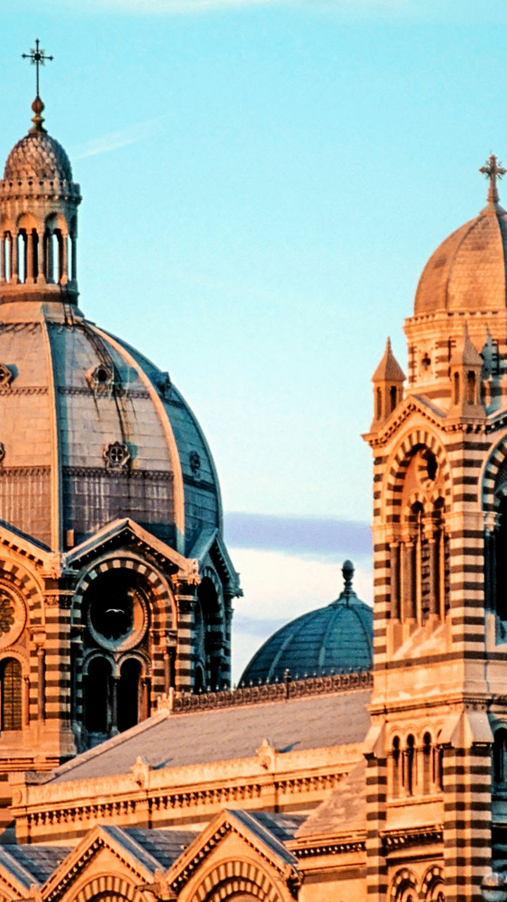 Historic cathedral at sunset in Marseille
