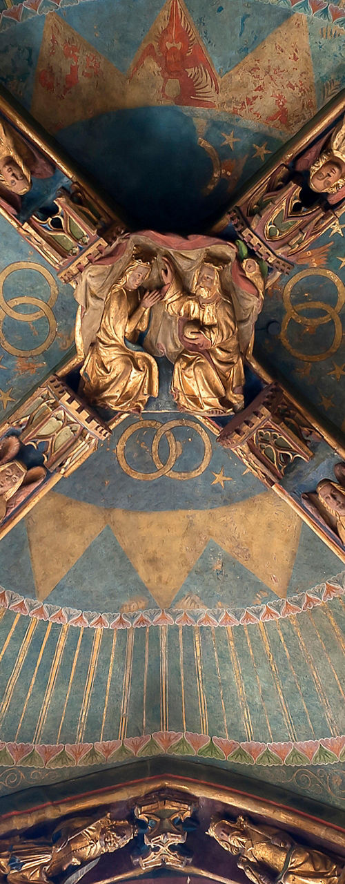 Ornate cathedral ceiling with intricate details