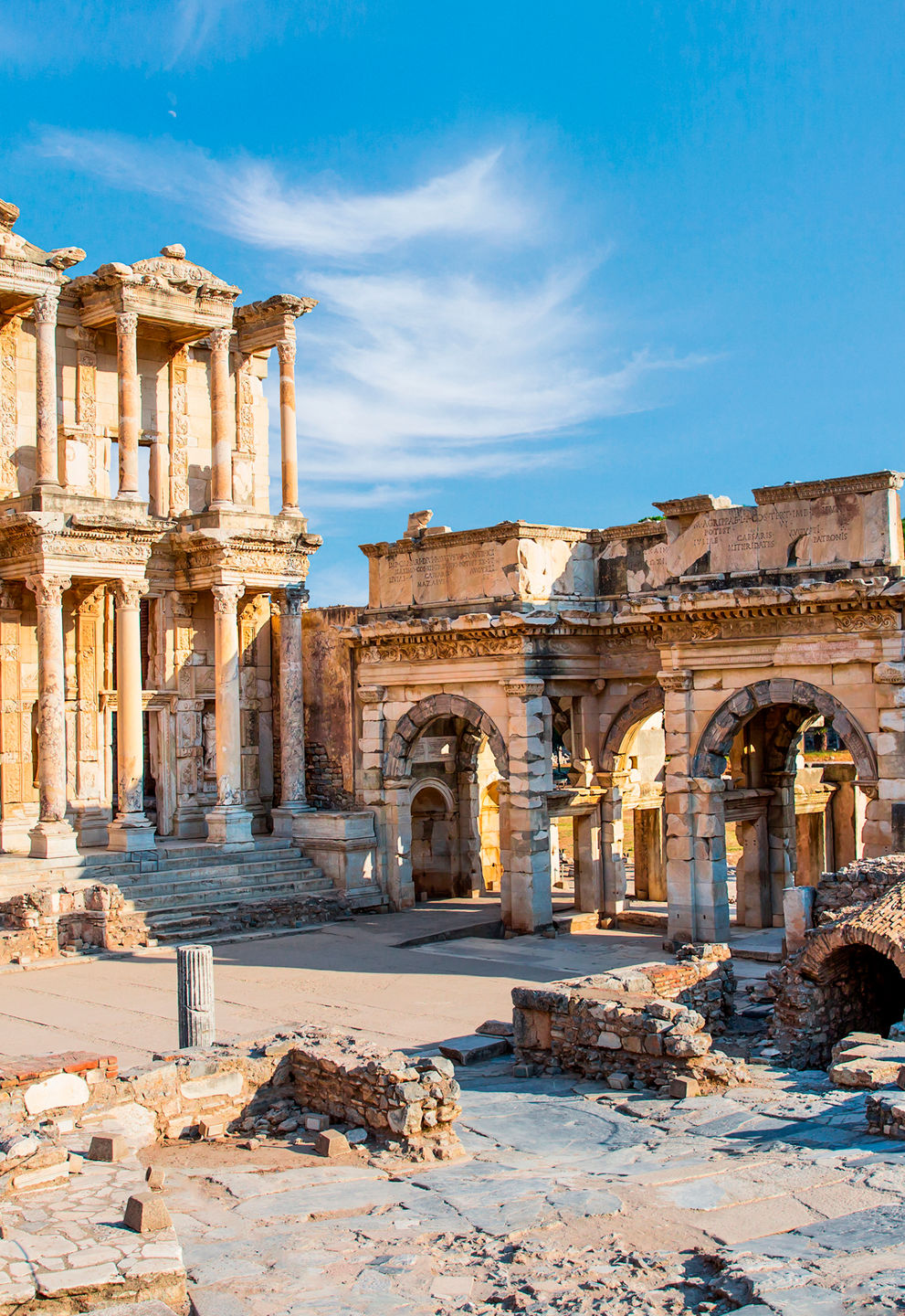 Ancient ruins under clear blue sky
