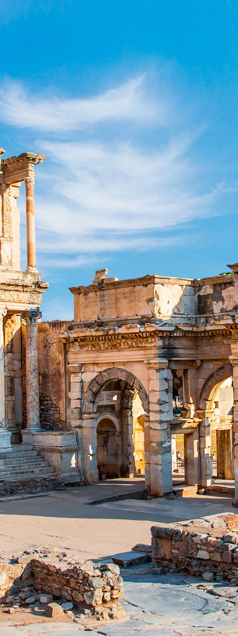 Ancient ruins under clear blue sky