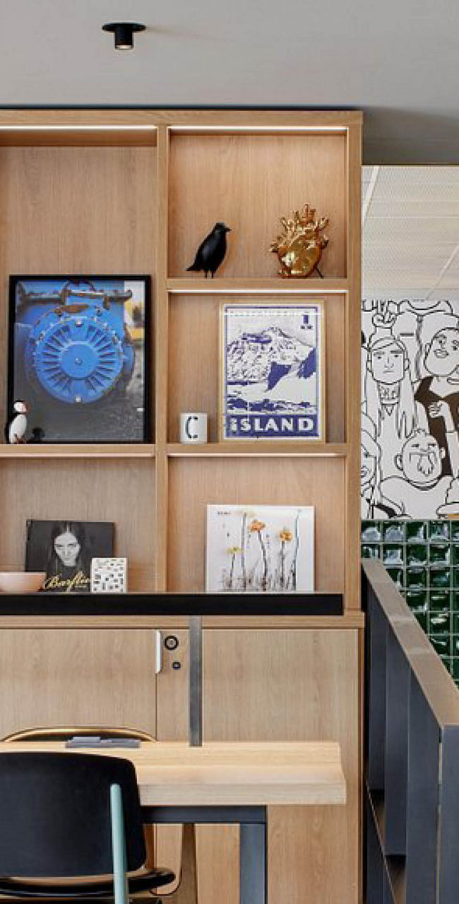 Modern workspace with artistic decor