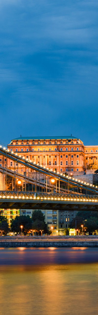 Illuminated Chain Bridge and Buda Castle at Night
