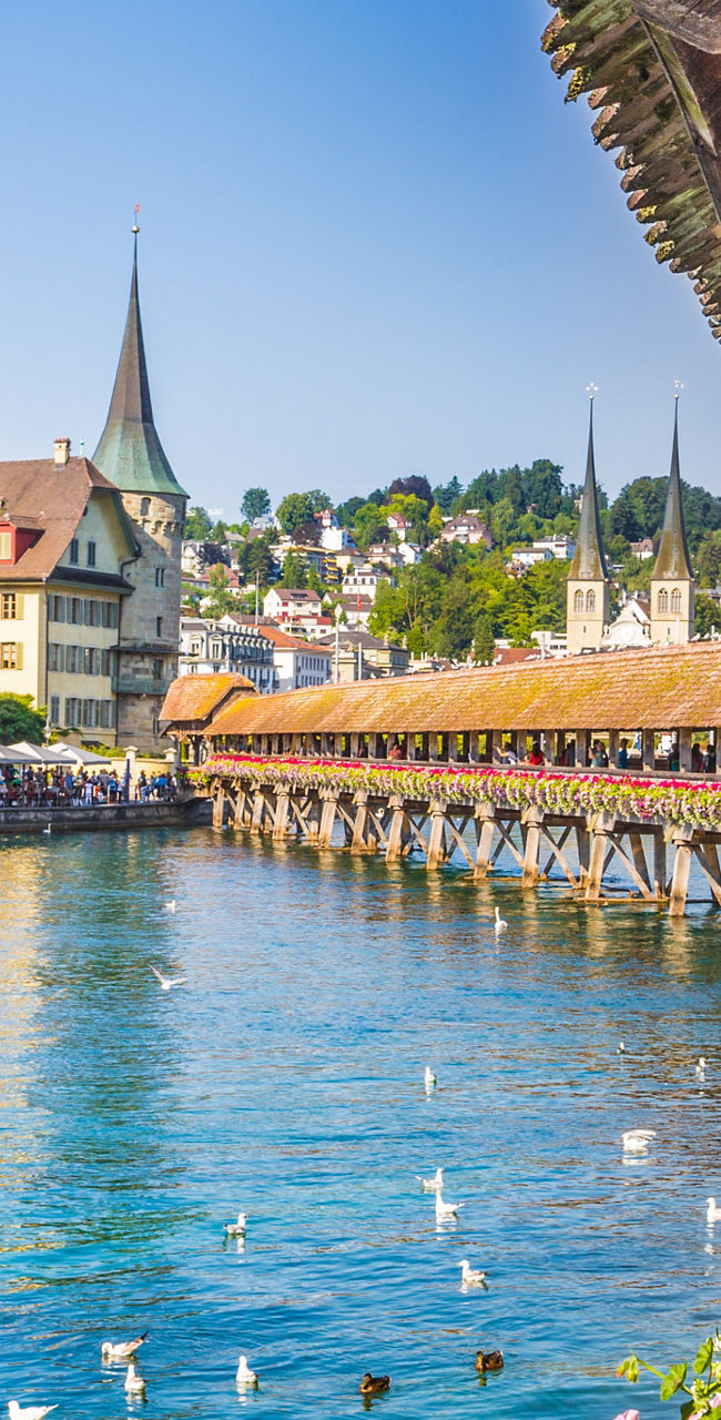 Scenic view of Lucerne's Chapel Bridge
