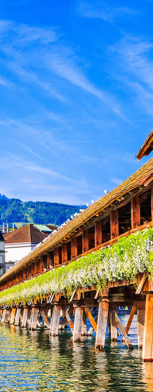 Historic wooden bridge in Lucerne, Switzerland