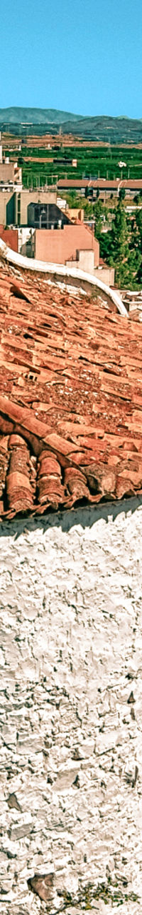 Historic Mediterranean town with red rooftops