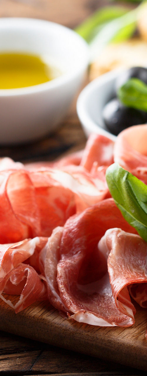 Italian antipasto platter with cured meats