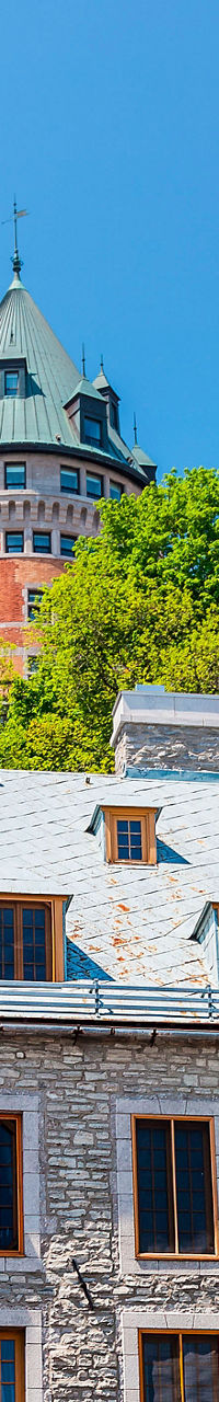 Historic Quebec City architecture under clear skies