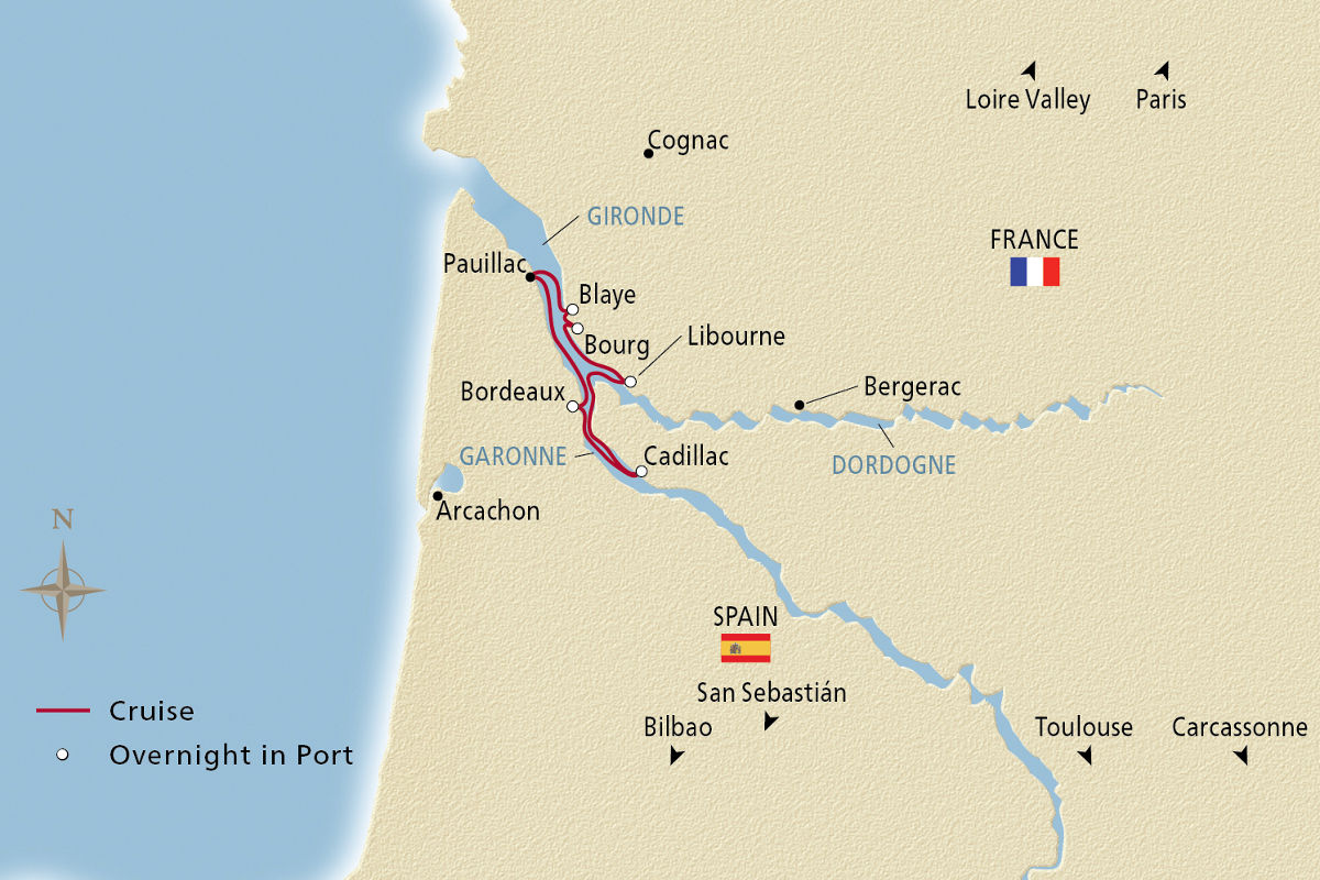 Chateaux, Rivers & Wine – route map