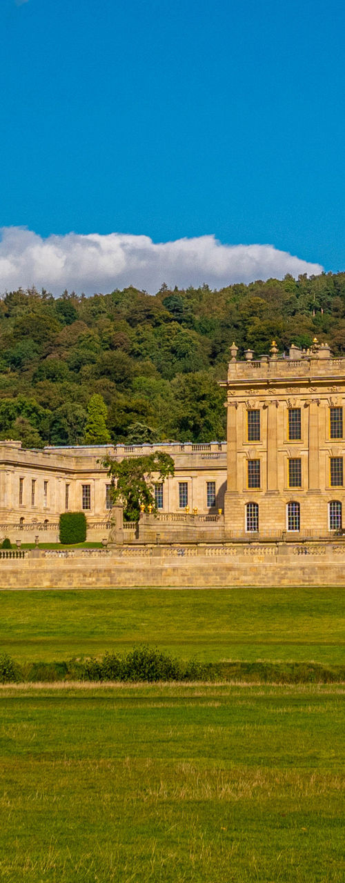 Historic estate with lush green landscape
