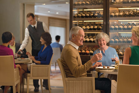 Elegant dining with wine in upscale setting
