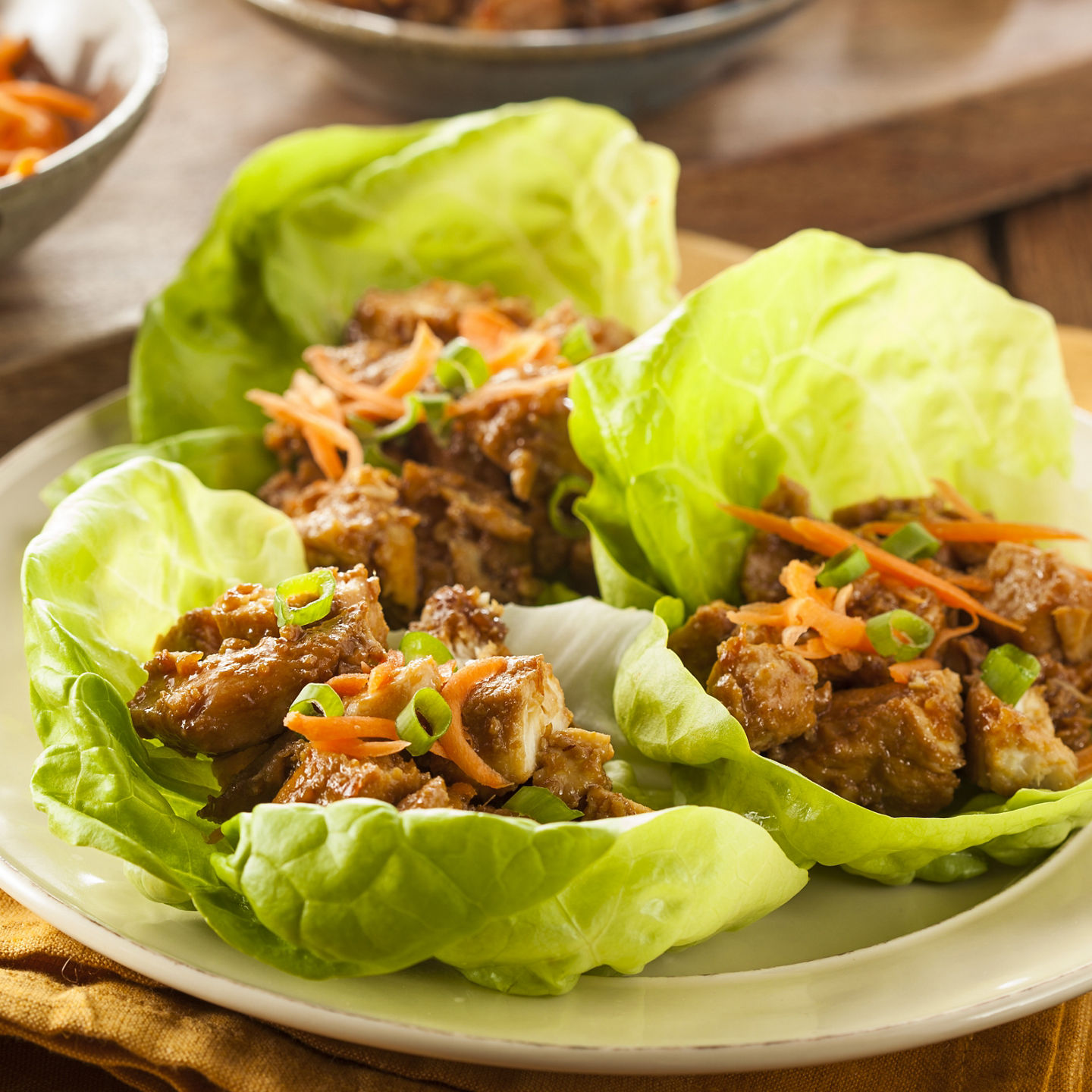 Fresh Lettuce Wraps with Chicken Filling